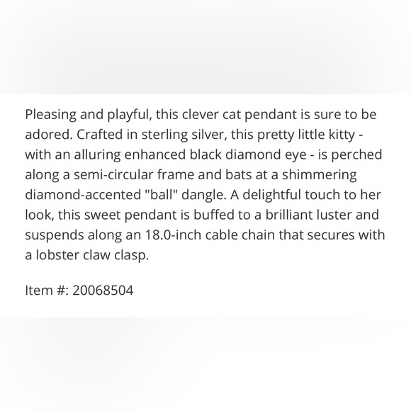 Zales Sterling Silver Kitten Moon Pendant Necklace Moon Diamond Accent One Size - Picture 8 of 8